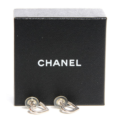 Chanel Heart CC Earrings Silver 4 of 4