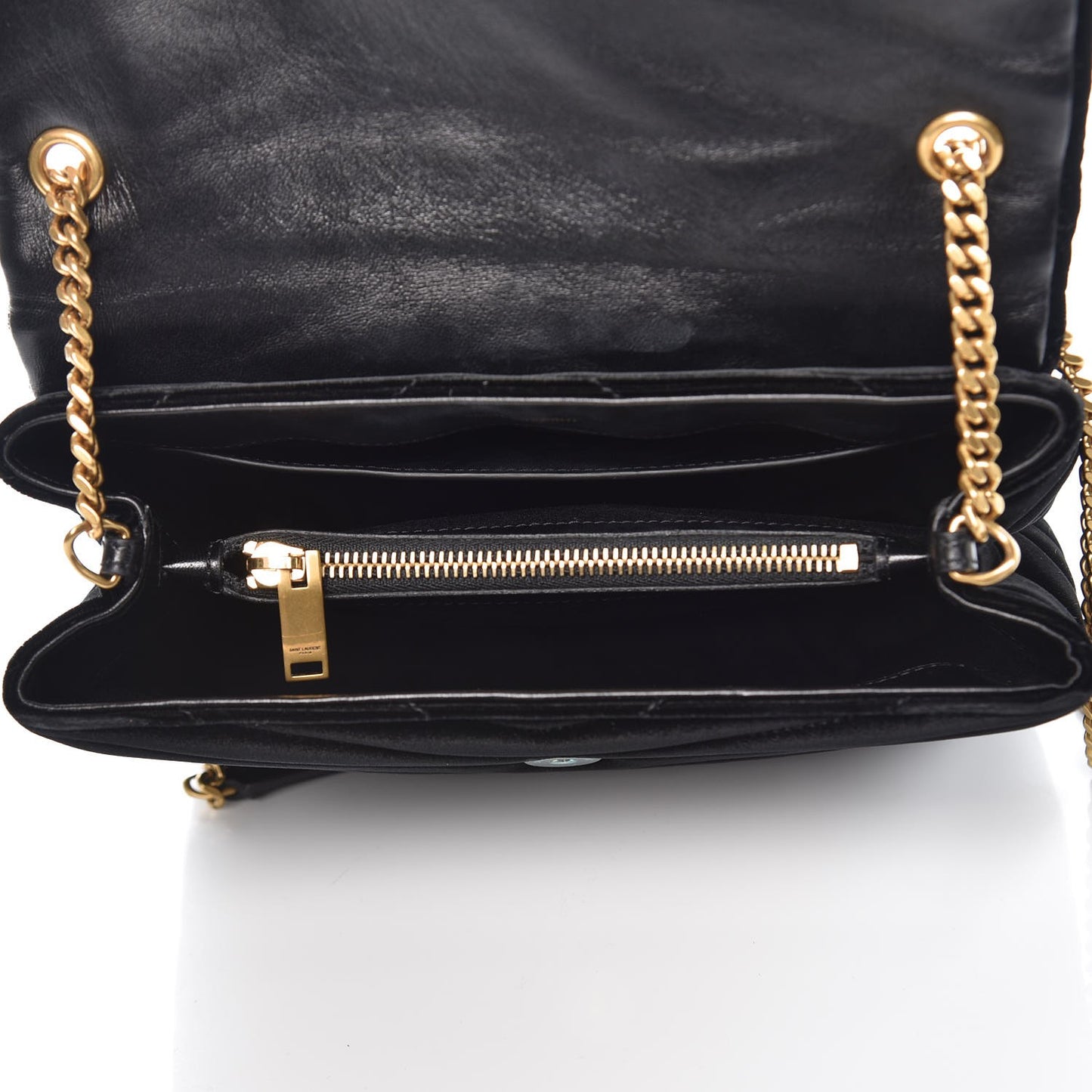 Velvet Y Quilted Monogram Small Loulou Chain Satchel Black