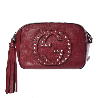 Gucci Pebbled Calfskin Studded Small Soho Disco Bag Soft Burgundy 1 of 14
