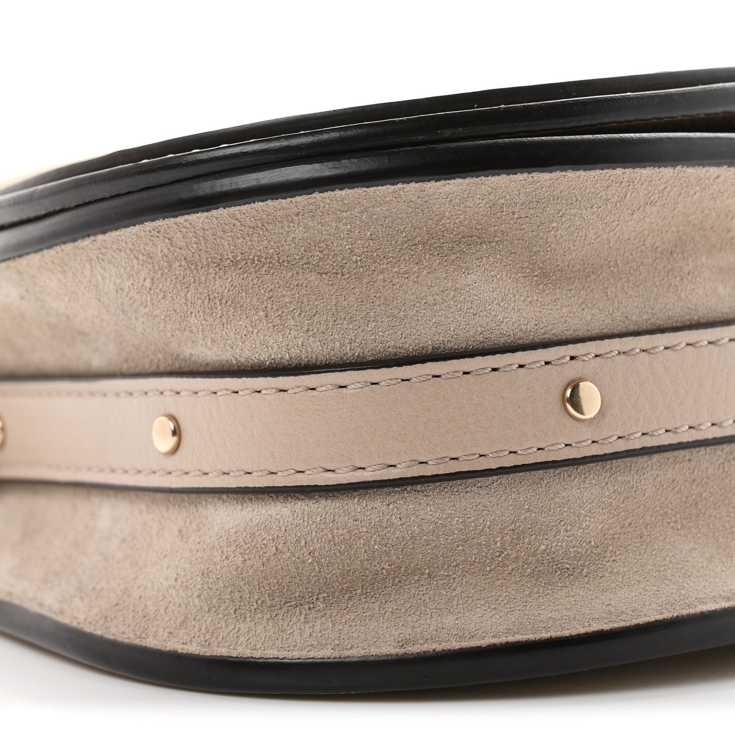 Patent Suede Small Nile Bracelet Bag Off White