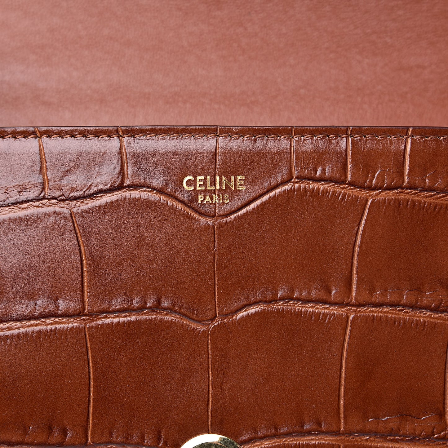 Calfskin Crocodile Embossed Medium Tassel Bag Tan