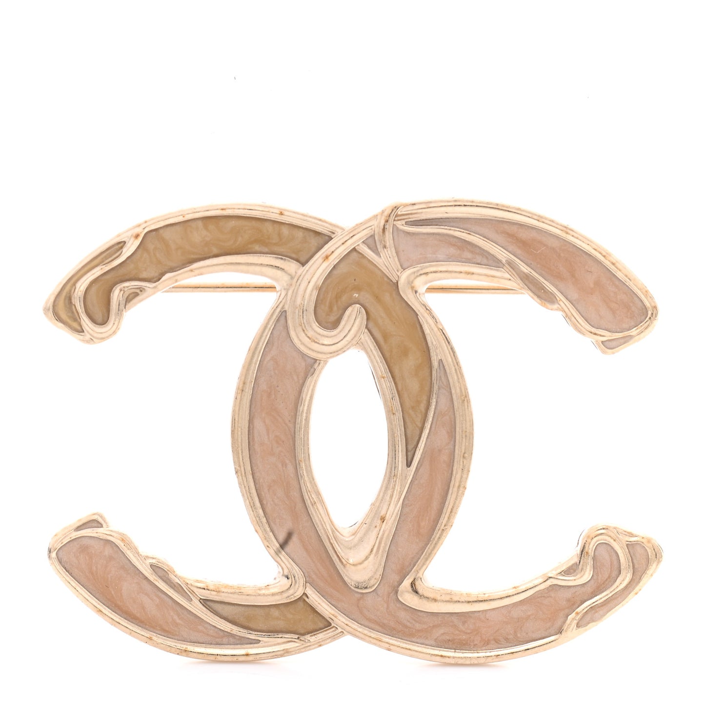 Enamel Crystal CC Brooch Gold