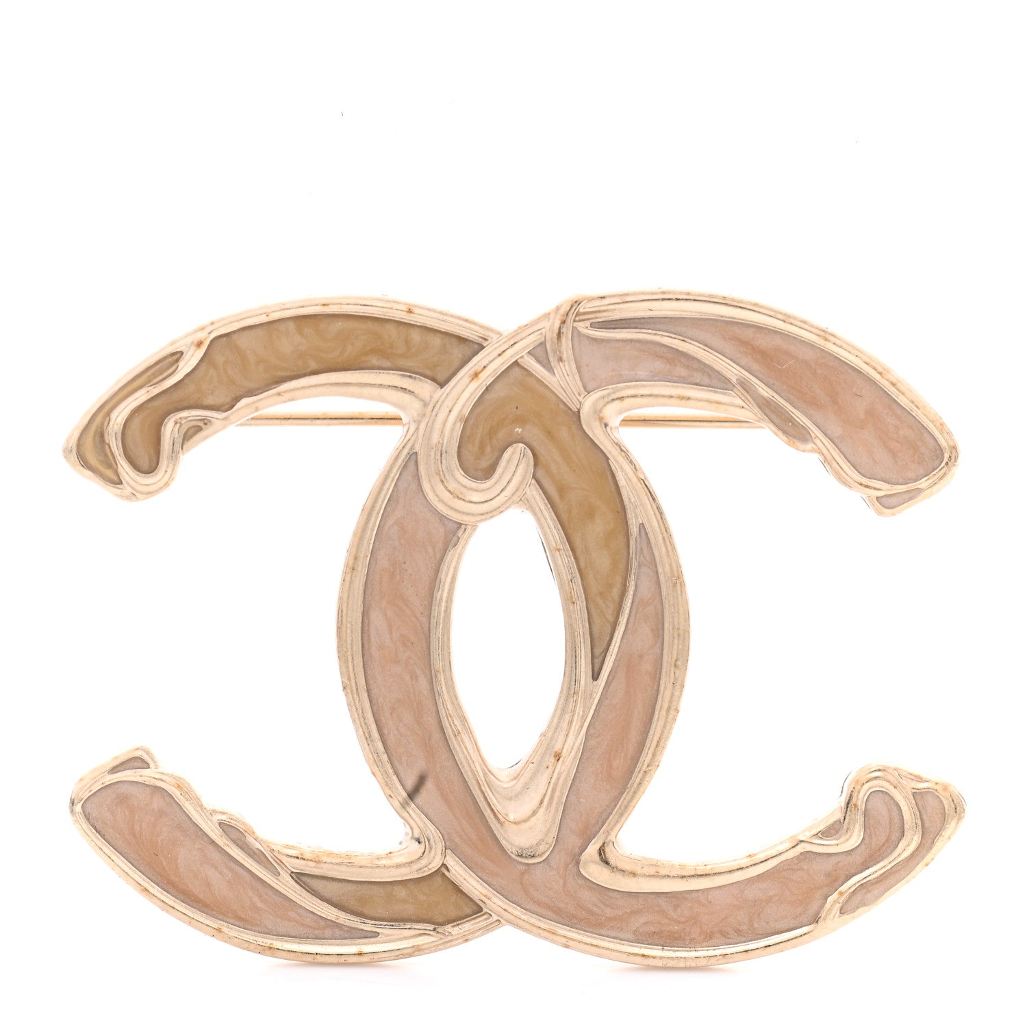 Chanel Enamel Crystal CC Brooch Gold 1 of 5