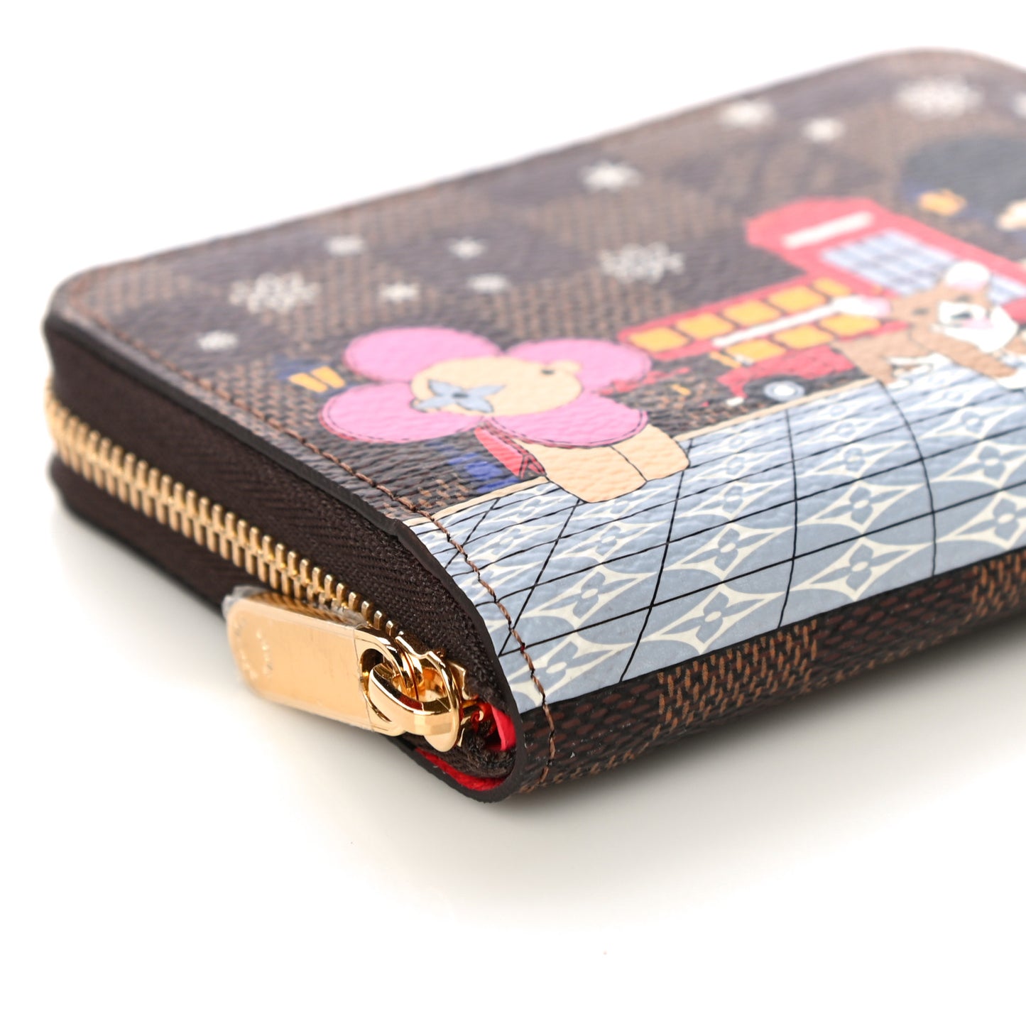 Damier Ebene 2021 Christmas Animation London Zippy Coin Purse Red