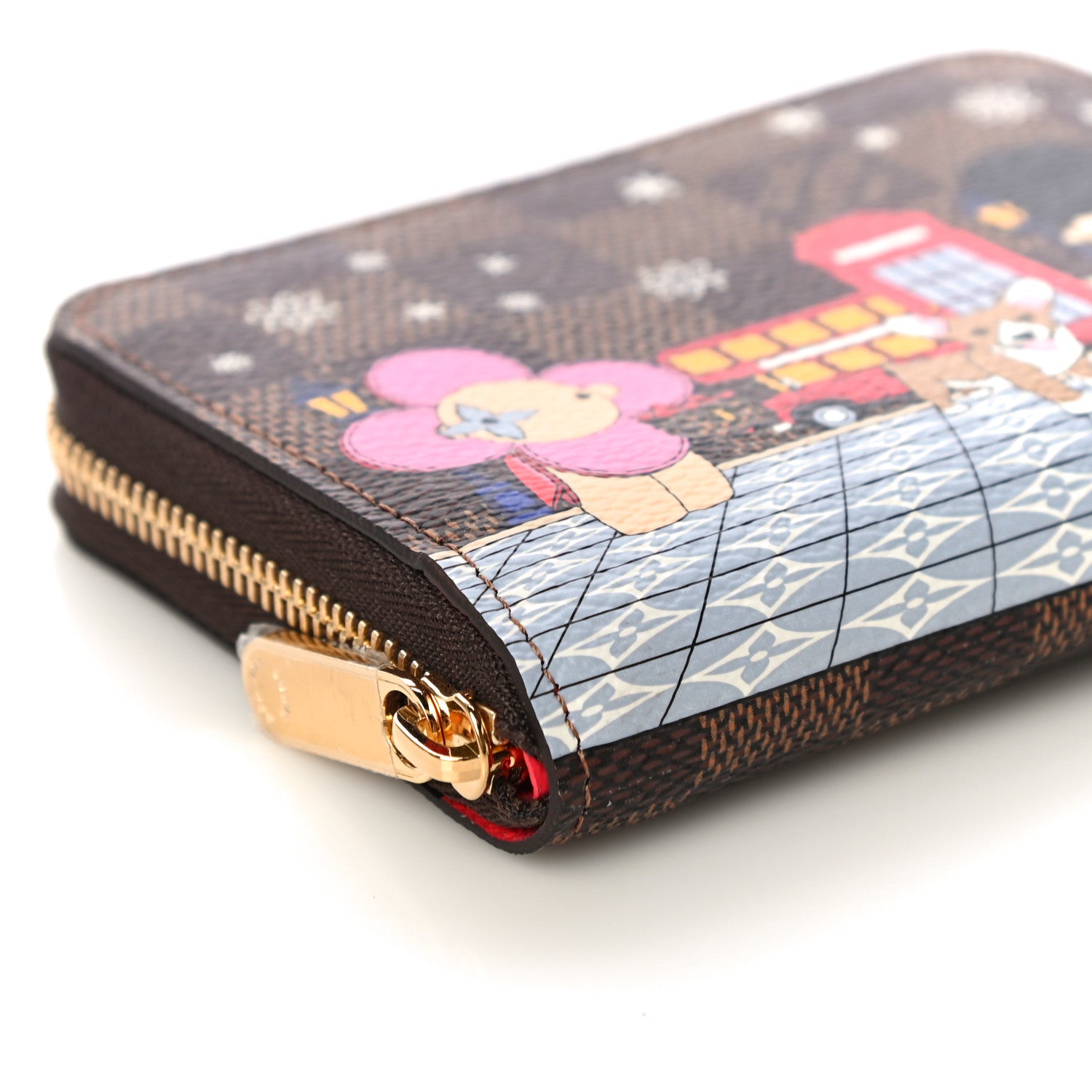 Louis Vuitton Damier Ebene 2021 Christmas Animation London Zippy Coin Purse Red 8 of 10