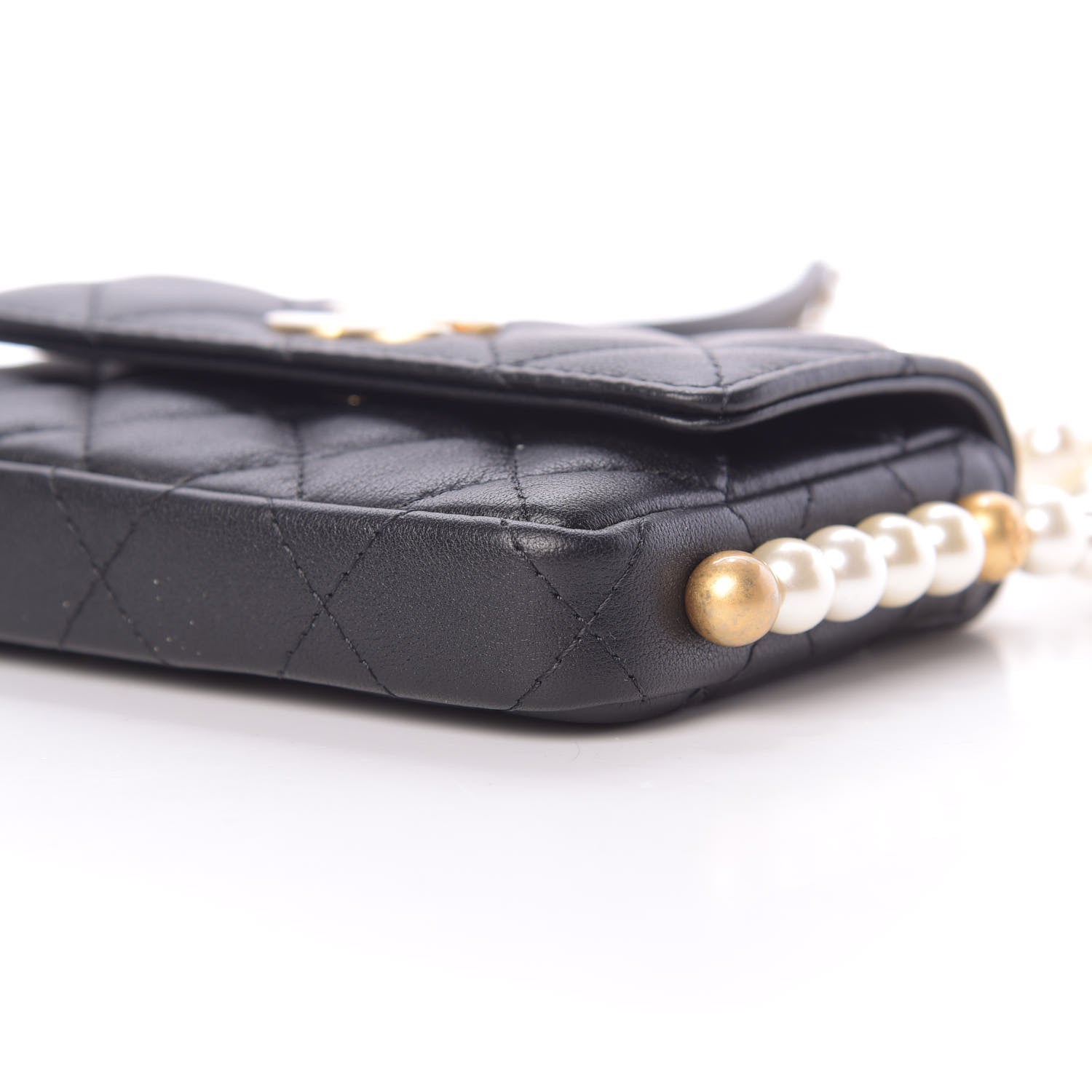 Chanel Calfskin Quilted About Pearls Card Holder Flap With Chain Black 11 of 11