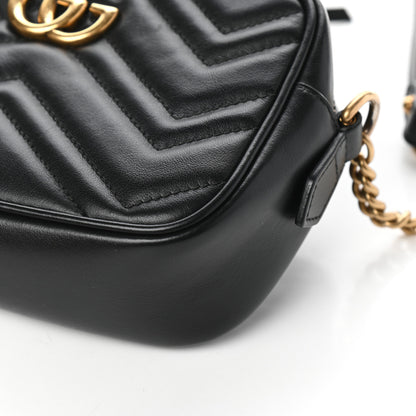 Gucci Calfskin Matelasse Mini GG Marmont Chain Shoulder Bag Black 9 of 9