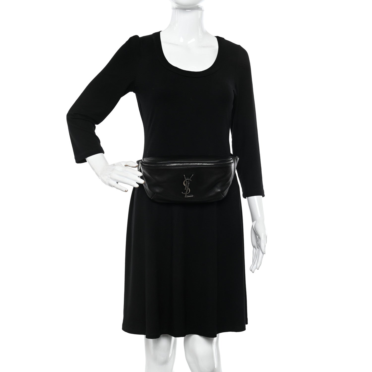 Saint Laurent Calfskin Monogram Belt Bag Black 2 of 11