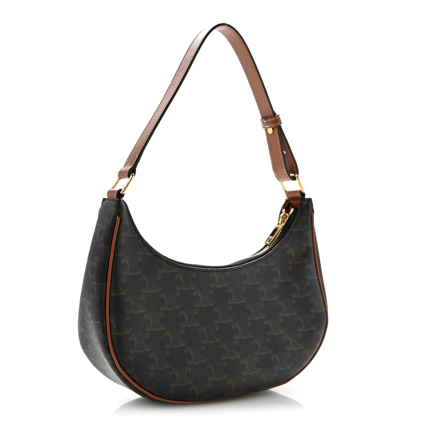 Celine Triomphe Canvas Calfskin Ava Shoulder Bag Tan 2 of 13