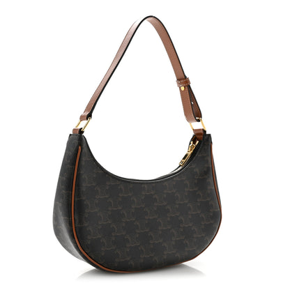 Celine Triomphe Canvas Calfskin Ava Shoulder Bag Tan 2 of 13