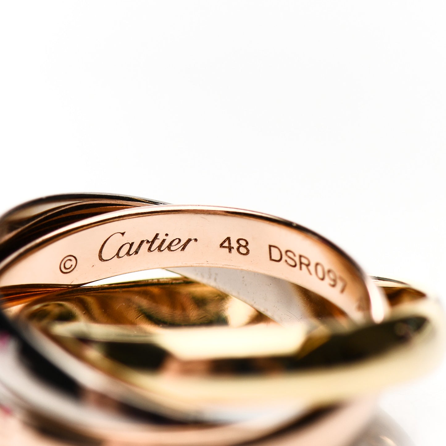 18K Pink Yellow White Gold Classic Trinity Ring 48 4.5