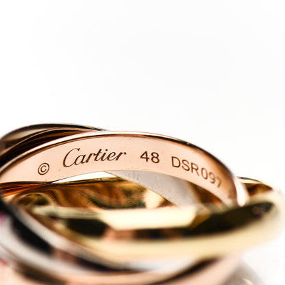 Cartier 18K Pink Yellow White Gold Classic Trinity Ring 48 4.5 4 of 5