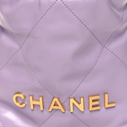 Chanel Shiny Calfskin Quilted Mini Chanel 22 Light Purple 8 of 11