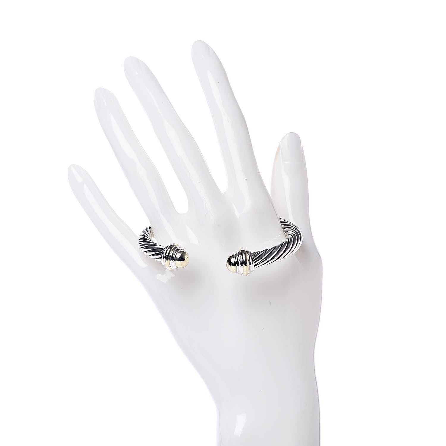David Yurman Sterling Silver 14K Yellow Gold 7mm Cable Classics Bracelet 2 of 5
