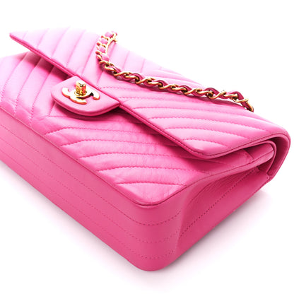 Chanel Lambskin Chevron Quilted Medium Double Flap Pink 11 of 11