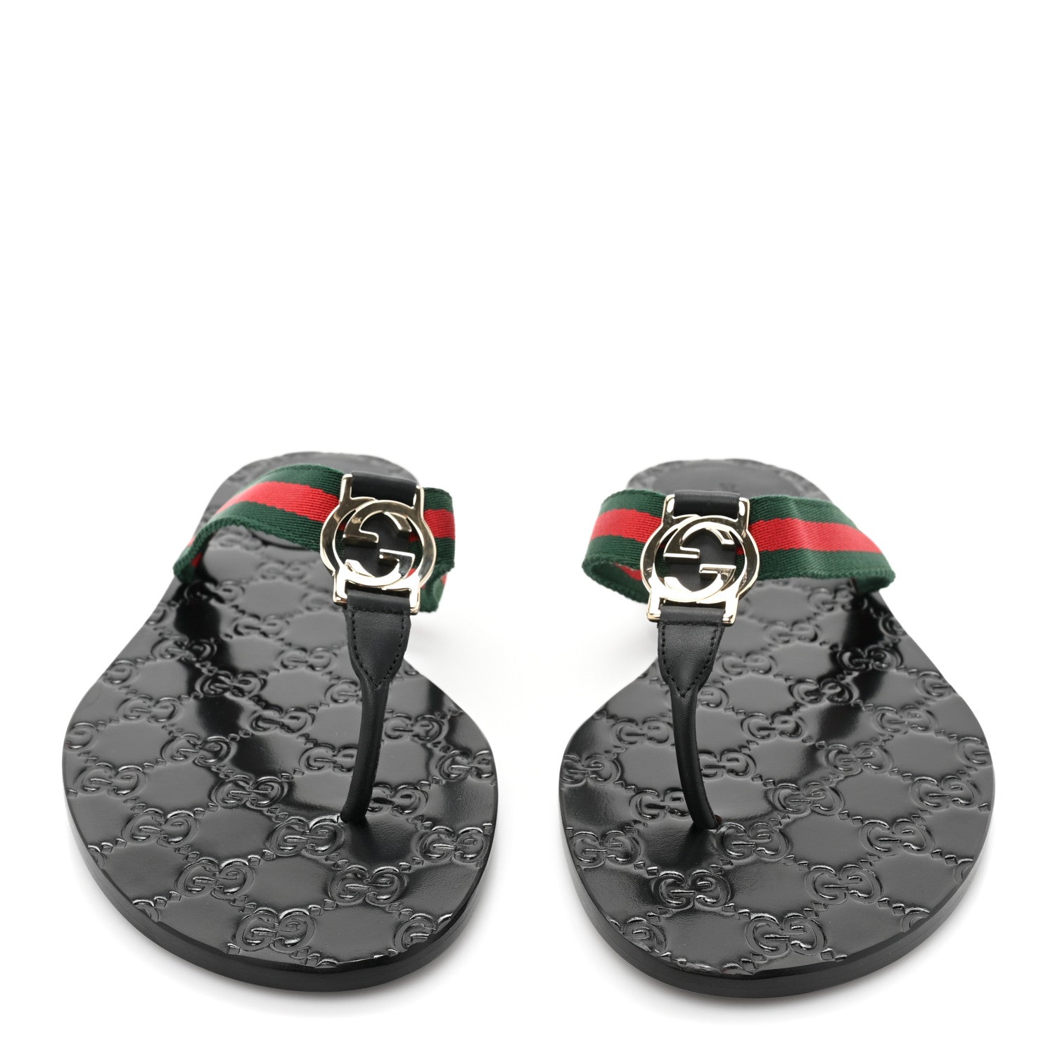 Gucci Nylon Guccissima Web Womens Thong Sandals 40 Green Red Black 2 of 7