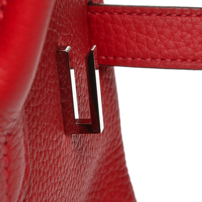 Hermes Taurillon Clemence Horseshoe Birkin 35 Rouge Casaque 16 of 24