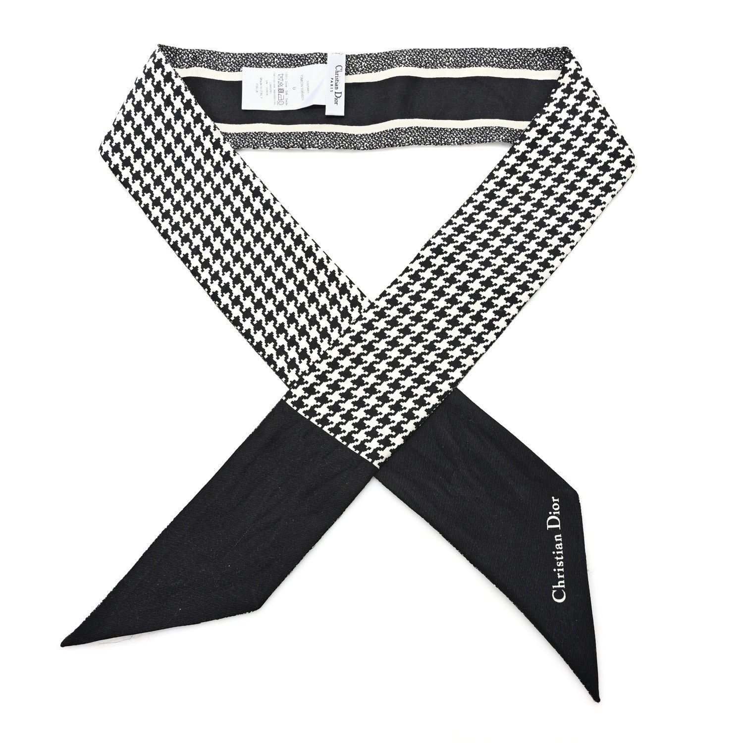 Christian Dior Silk 30 Montaigne Mitzah Scarf Black White 1 of 3