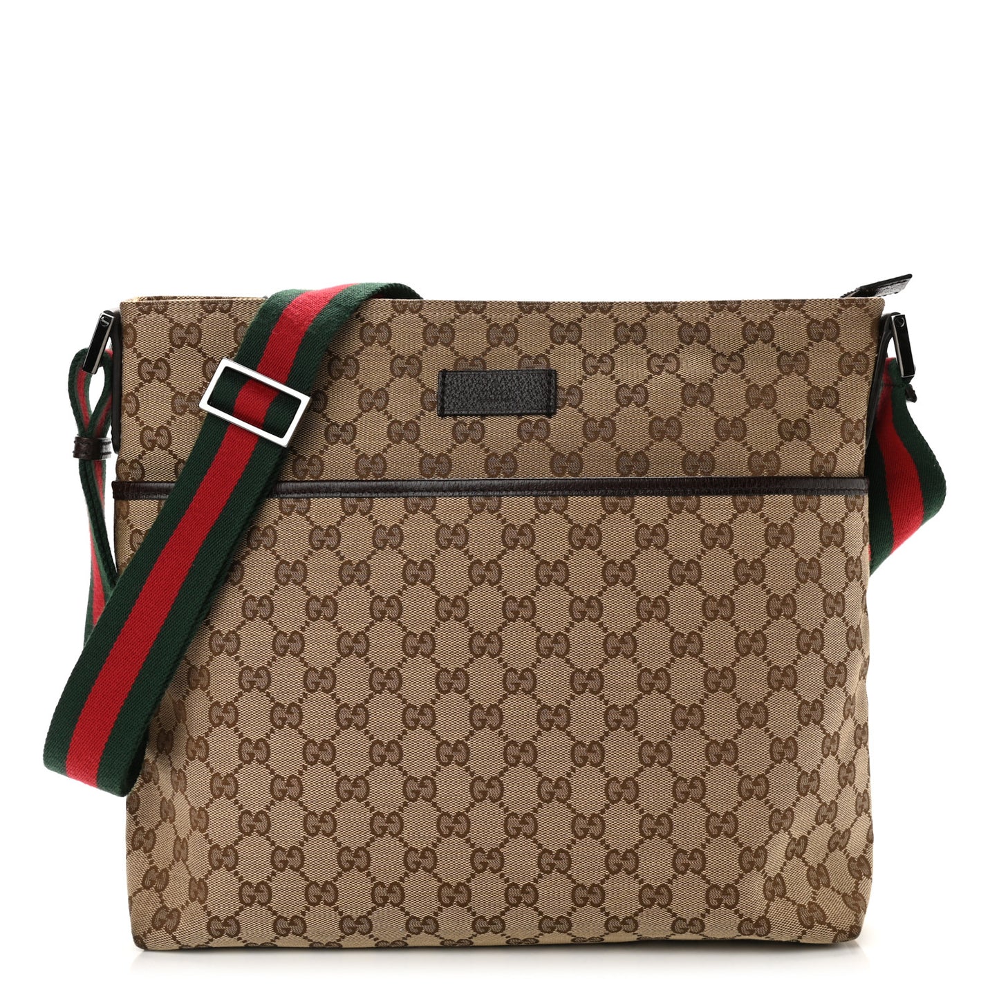 Monogram Web Medium Flat Messenger Bag Brown