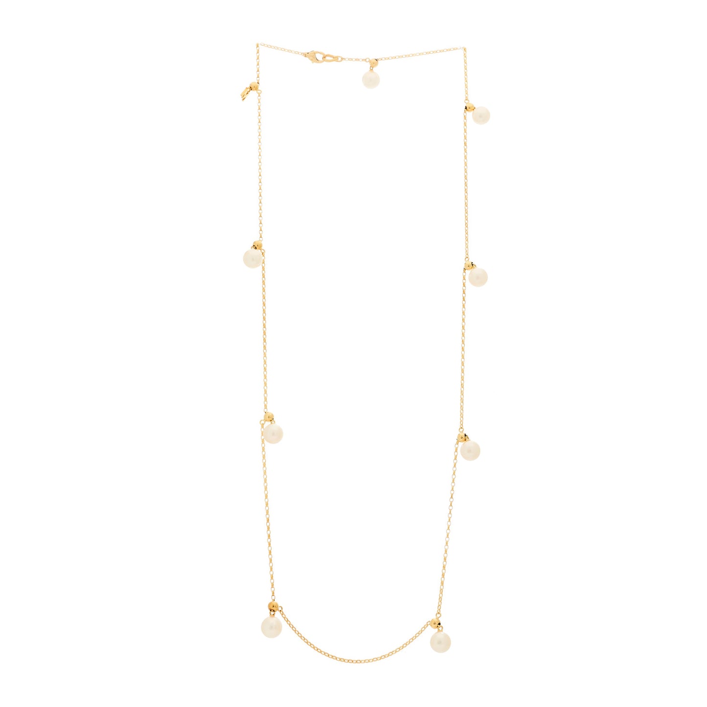 18K Yellow Gold Akoya Cultured Pearl 7.5-8mm Charms Necklace