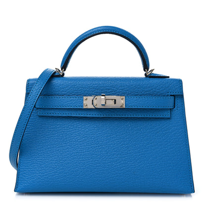 Hermes Chevre Mysore Mini Kelly Sellier 20 Bleu Hydra 1 of 10