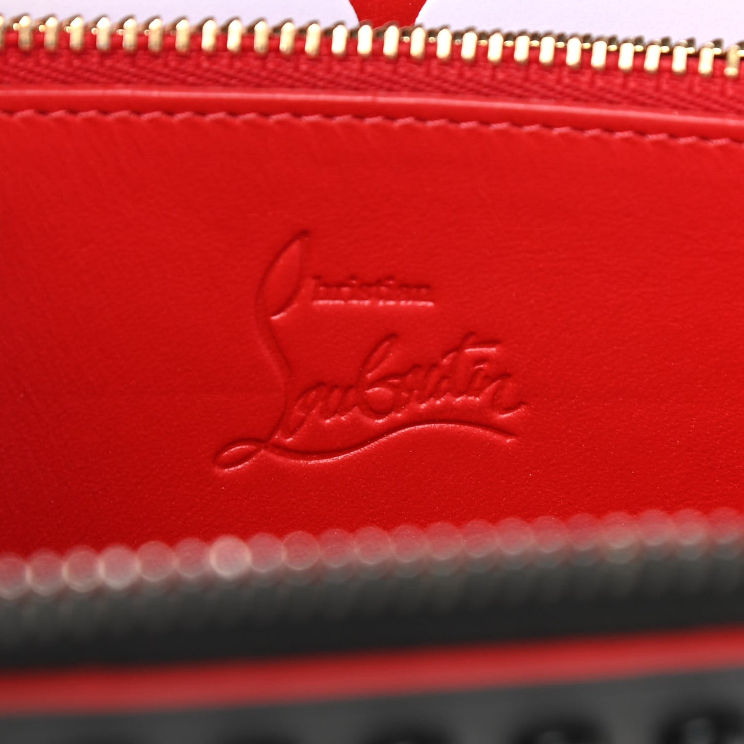 Calfskin Panettone Spiked Zip Around Wallet Black
