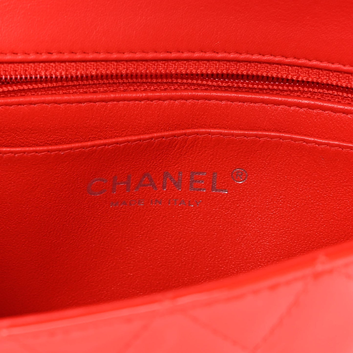 Patent Calfskin Quilted Mini Rectangular Flap Red