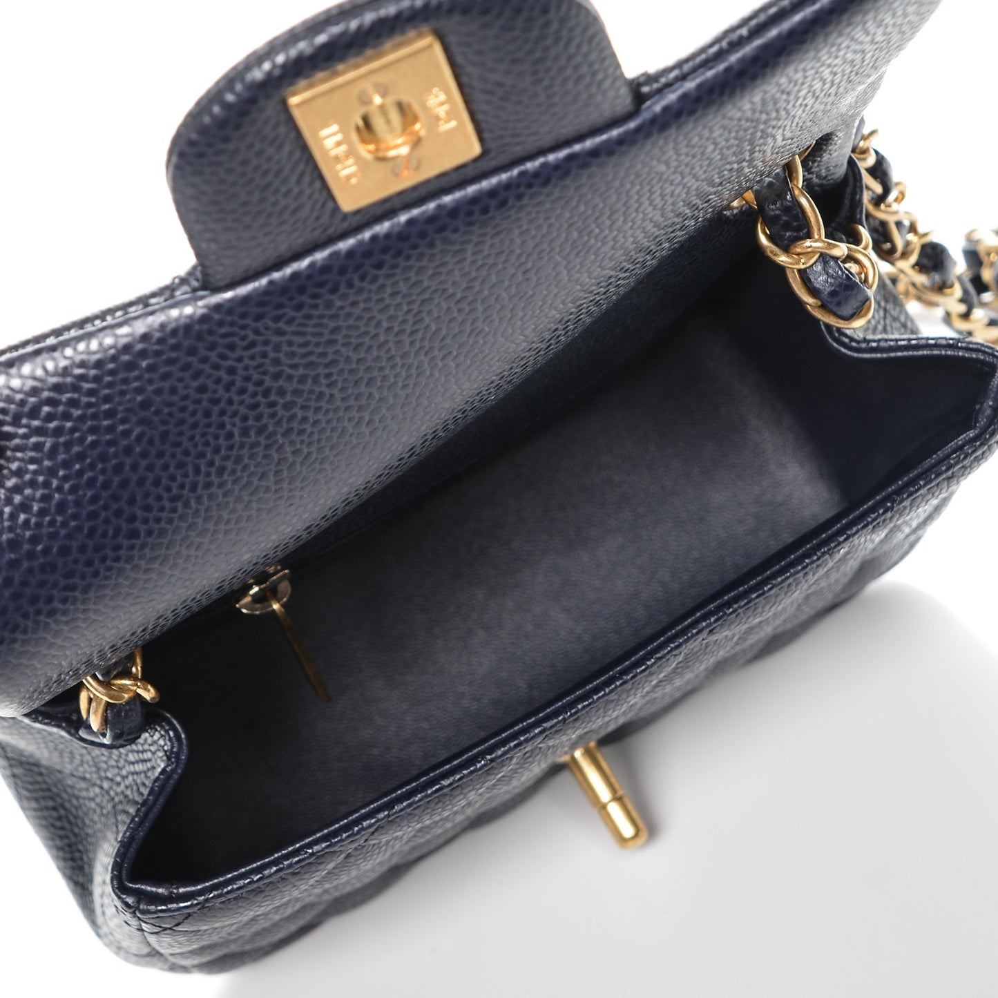 Caviar Quilted Mini Square Flap Navy