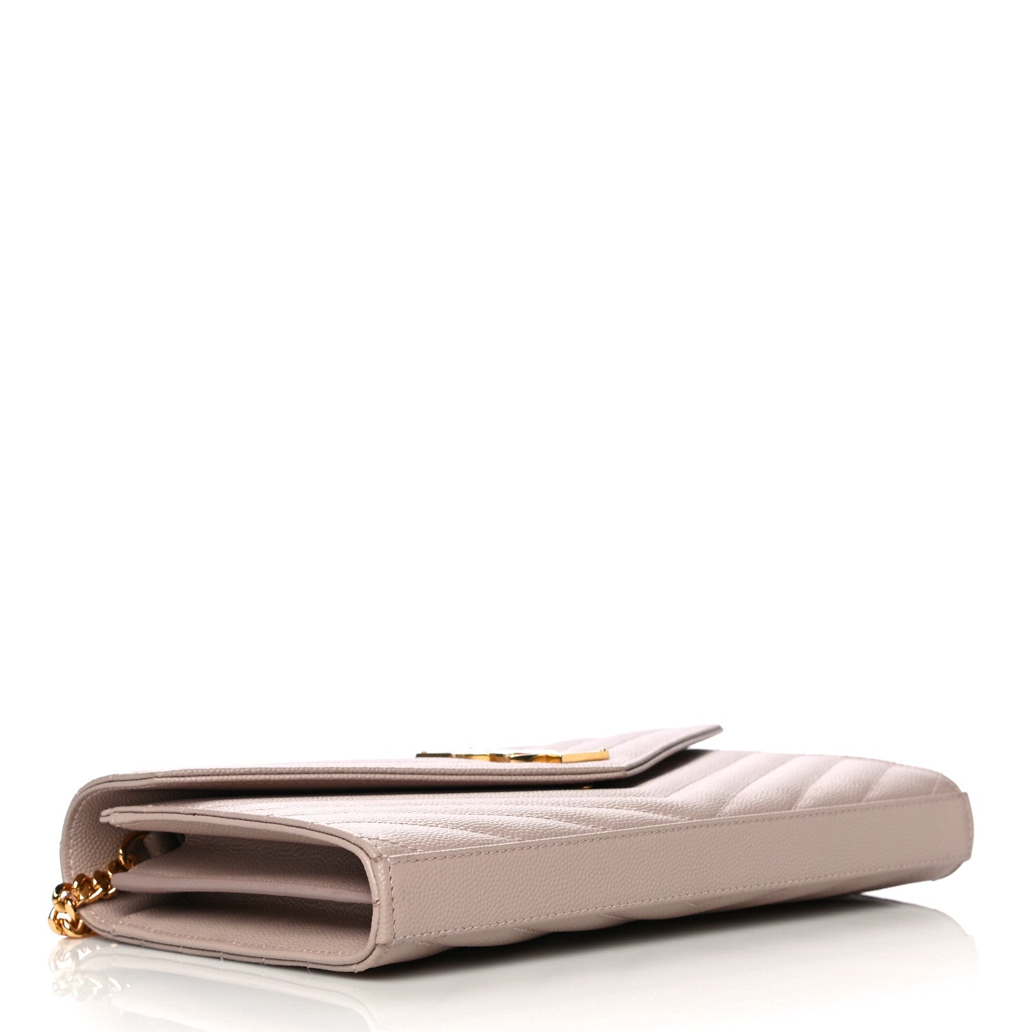 Saint Laurent Grain De Poudre Matelasse Chevron Monogram Chain Wallet Rose Antic 5 of 11