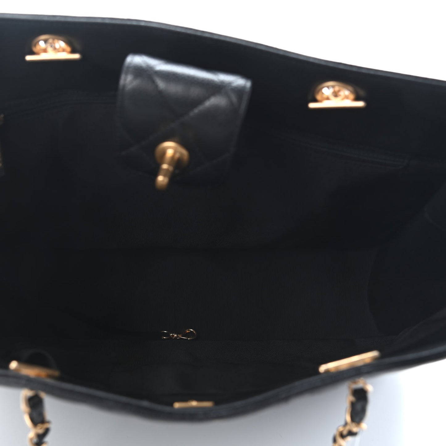 Caviar Quilted Large Shopping Tote Black