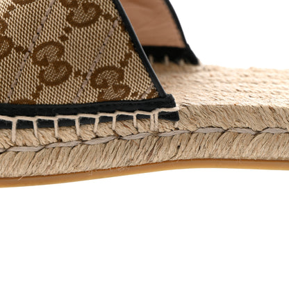 Gucci Monogram Matelasse GG Marmont Espadrille 20mm Slide Sandals 40.5 Beige Ebony Black 9 of 10