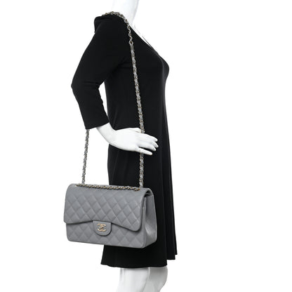 Chanel Caviar Quilted Jumbo Double Flap Grey 2 of 11