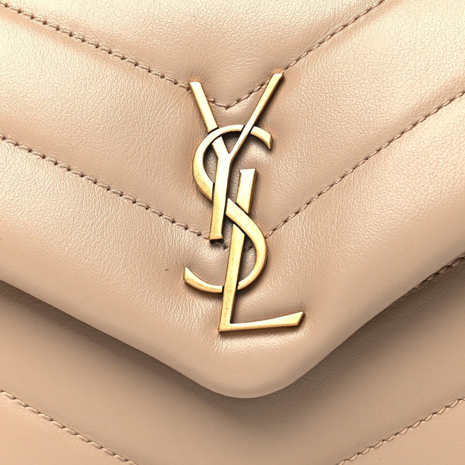 Saint Laurent Calfskin Y Quilted Monogram Toy Loulou Crossbody Bag Latte 7 of 10