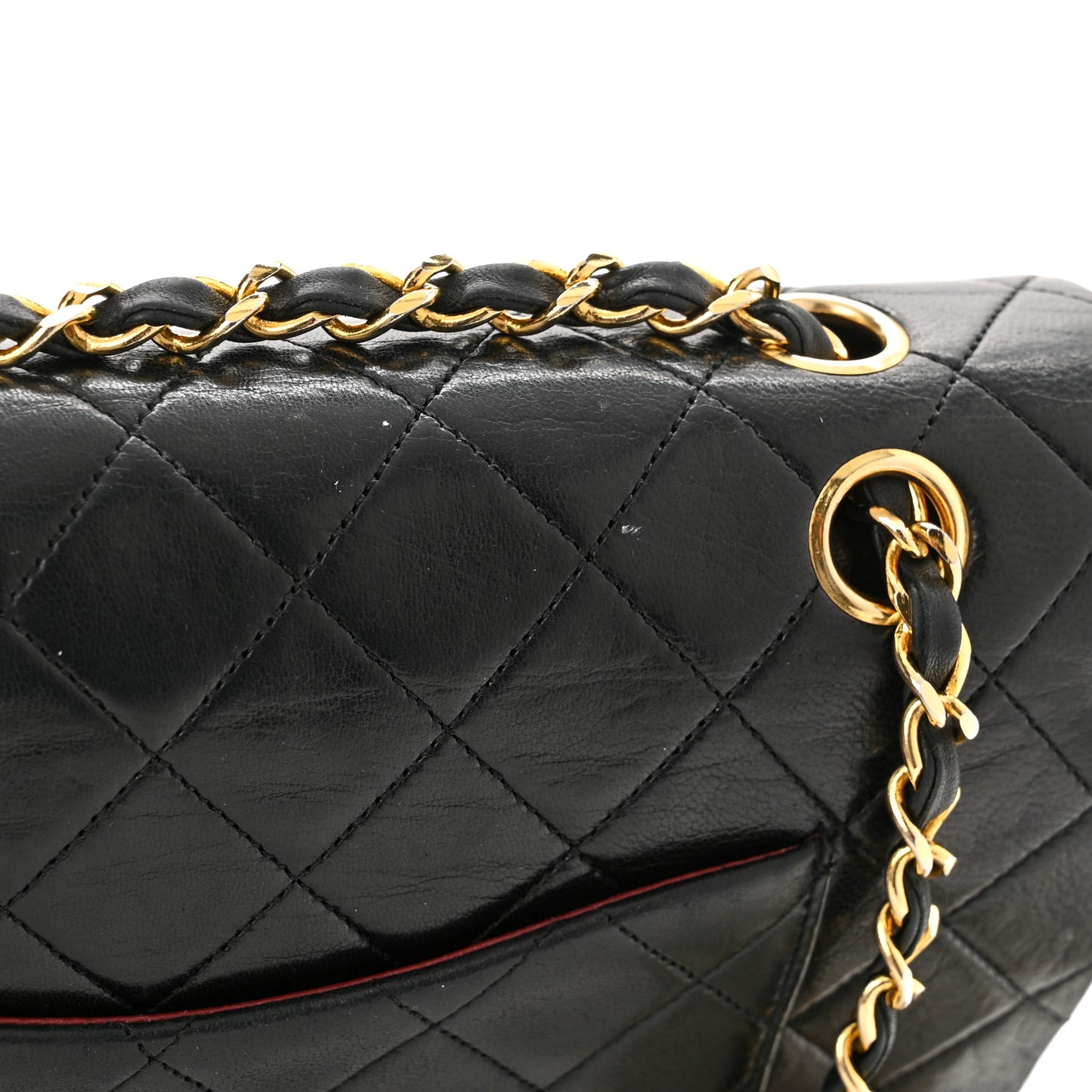 Lambskin Quilted Medium Double Flap Black