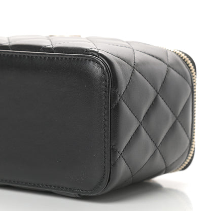 Chanel Lambskin Quilted Small Top Handle Vanity Case With Chain Black 7 of 11