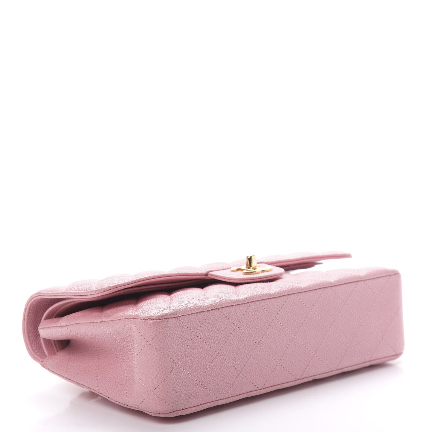Caviar Quilted Medium Double Flap Pink