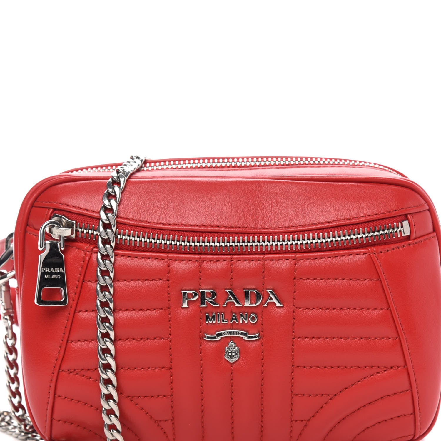 Prada Soft Calfskin Impunture Diagramme Belt Bag Rosso 10 of 10