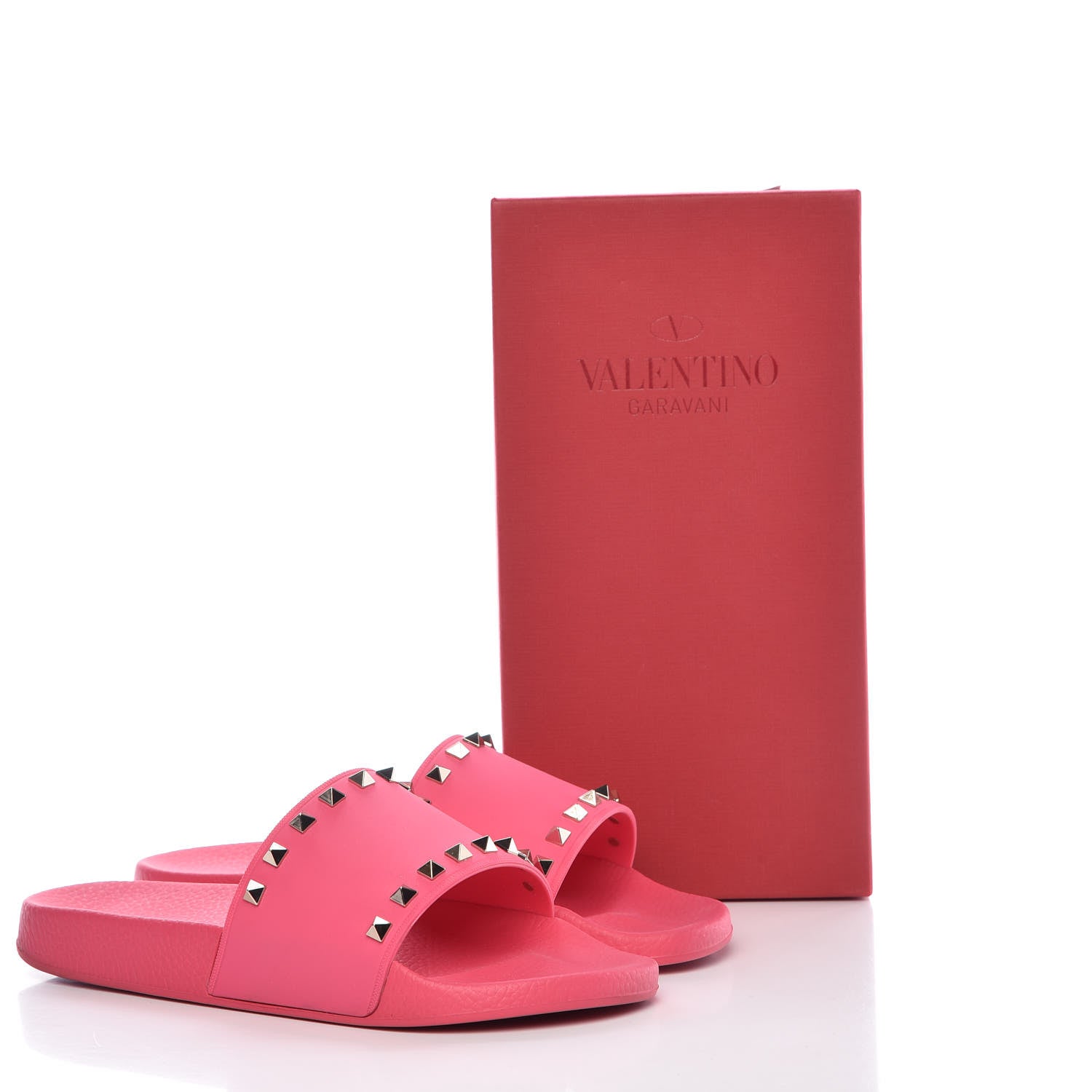 Valentino Garavani Rubber Rockstud Slide Sandals 41 Shadow Pink 10 of 10