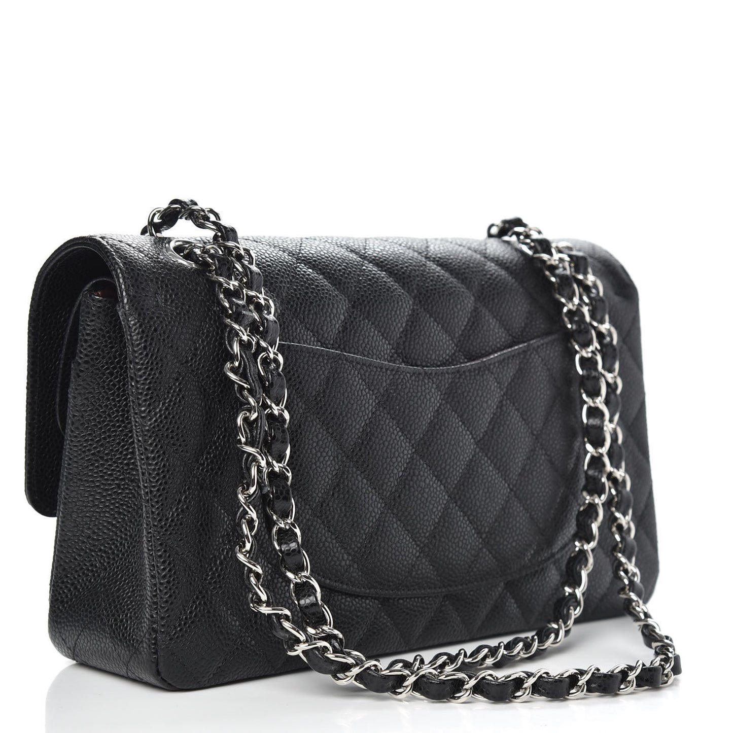 Caviar Quilted Medium Double Flap Black