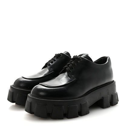 Prada Spazzolato Rois Monolith 55mm Derby Loafers 38 Black 4 of 9