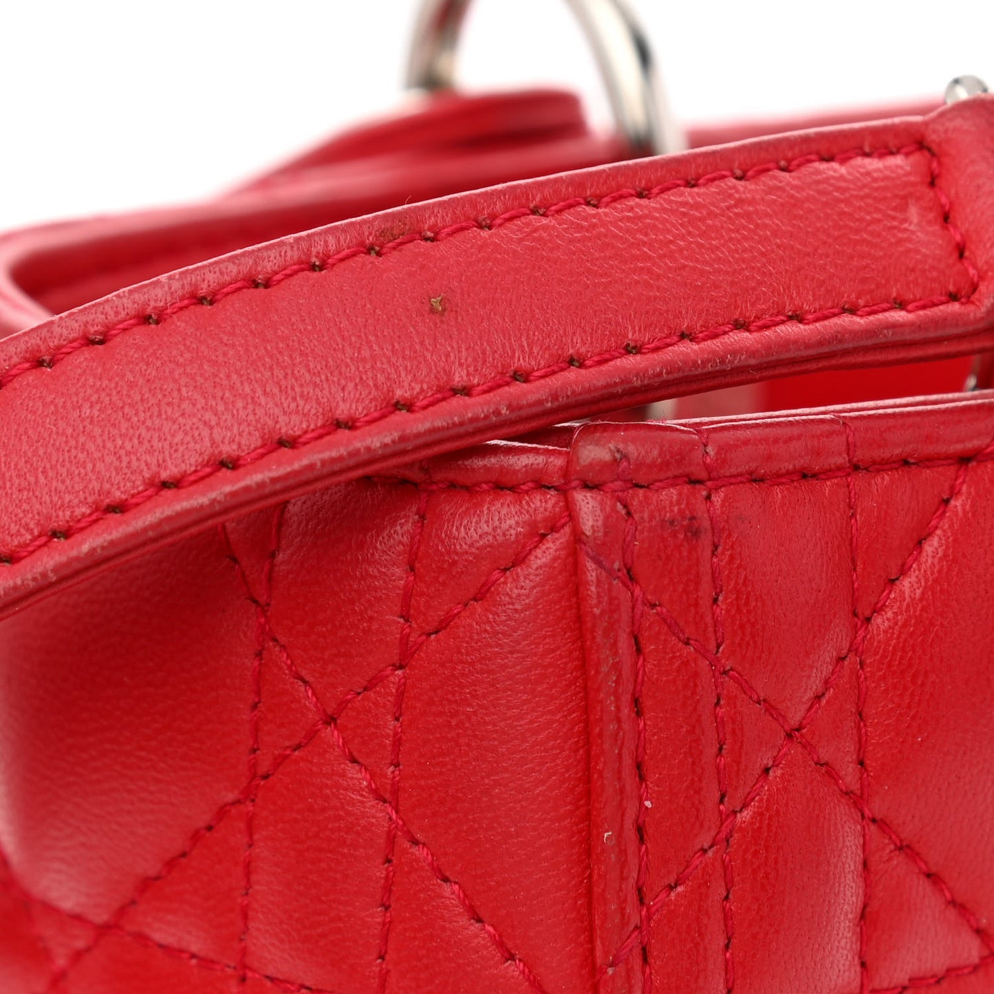 Lambskin Cannage Medium Lady Dior Red
