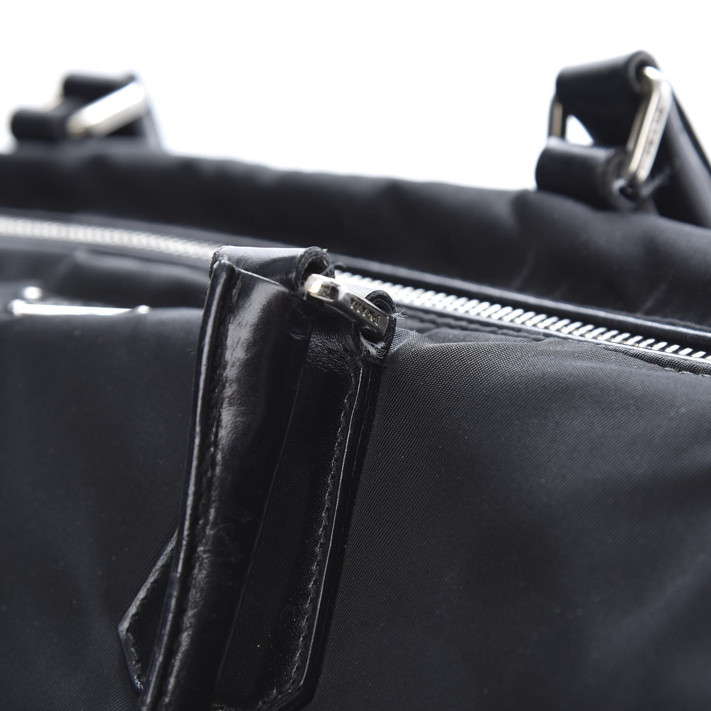 Tessuto Nylon Soft Calf Zip Around Satchel Black