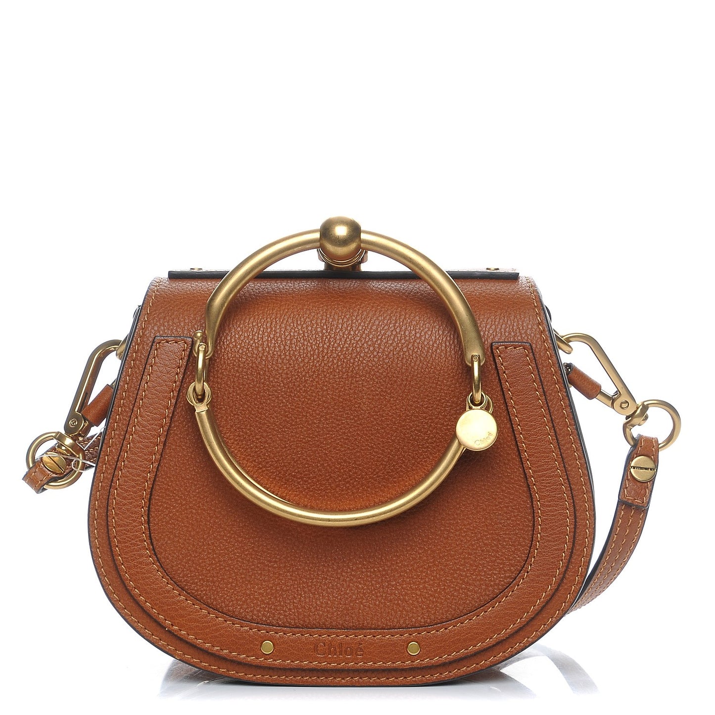 Calfskin Suede Small Nile Bracelet Bag Caramel