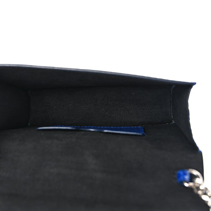 Alexander McQueen Calfskin Crocodile Embossed Skull Mini Crossbody Bag Deep Lapis Blue 5 of 10