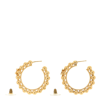 Chanel Crystal Bead CC Hoop Earrings Gold 3 of 4