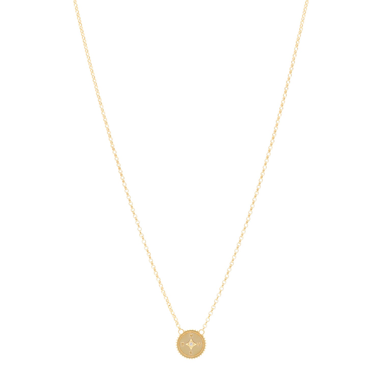 Foundrae 18K Yellow Gold Diamond Internal Compass Stationary Necklace 1 of 5