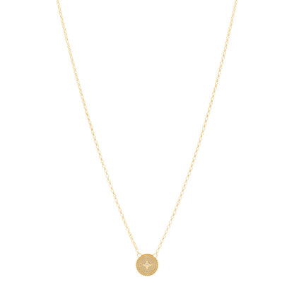 Foundrae 18K Yellow Gold Diamond Internal Compass Stationary Necklace 1 of 5