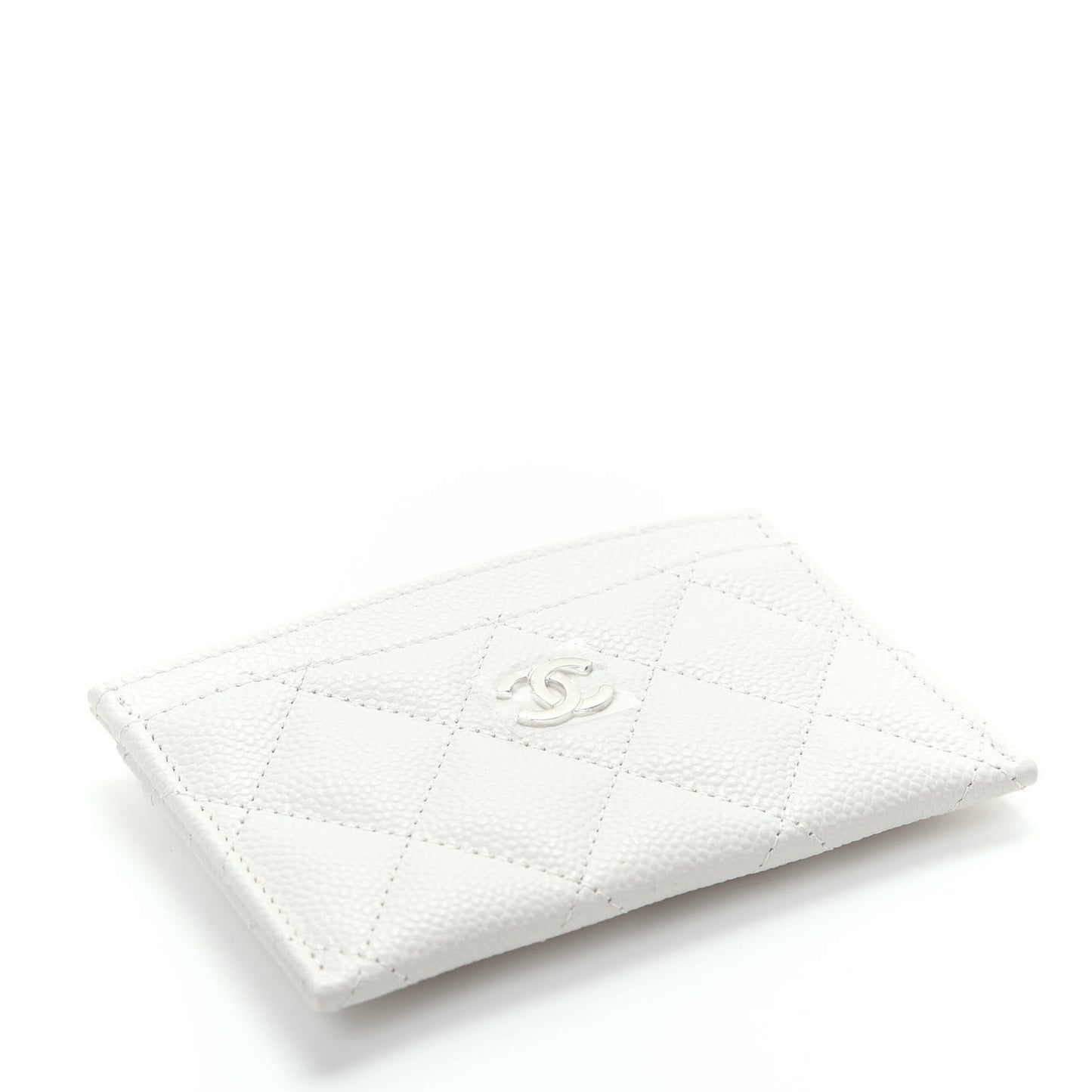 Caviar Quilted Card Holder White