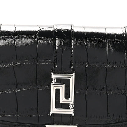 Versace Calfskin Crocodile Embossed Greca Goddess Mini Shoulder Bag Black 7 of 9