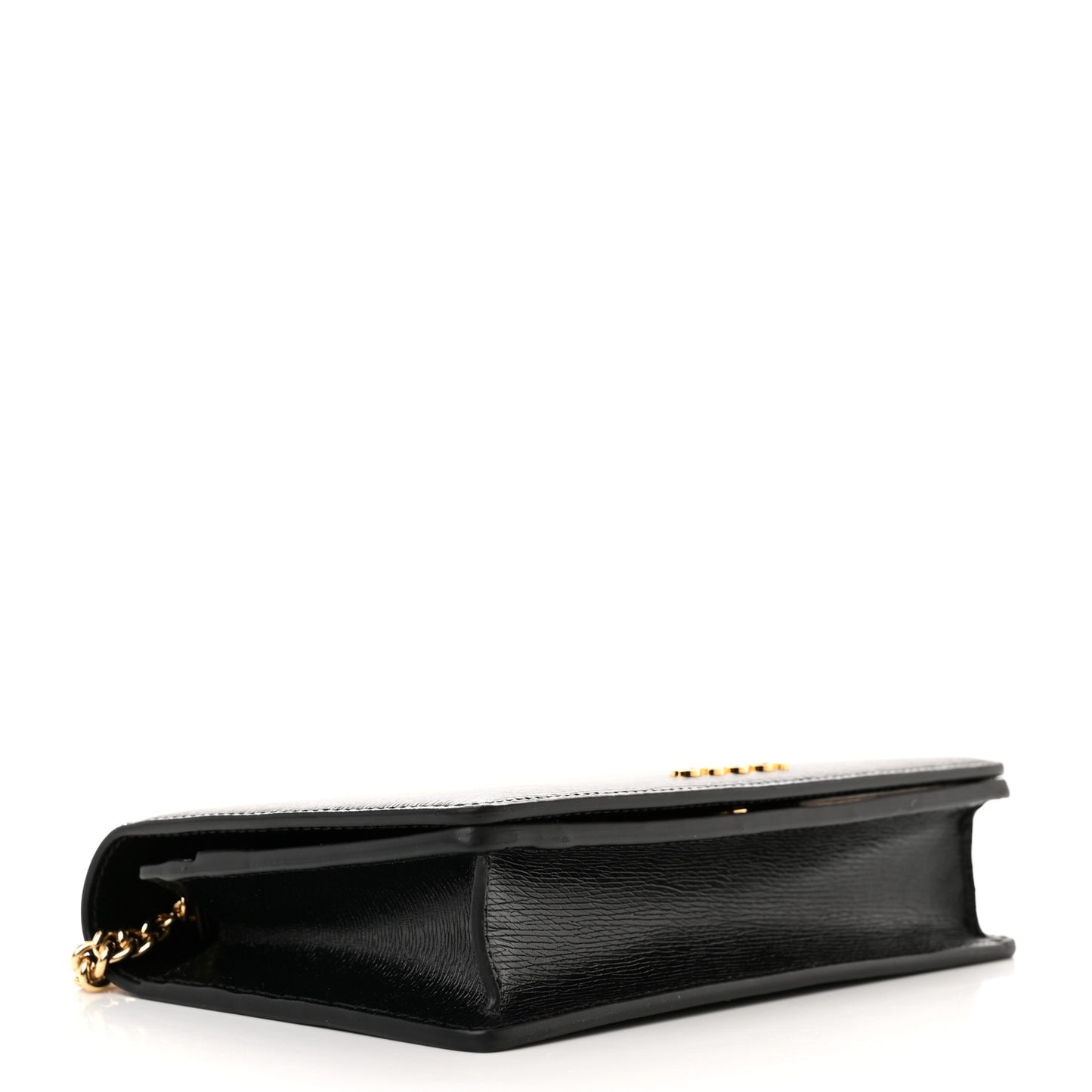 Calfskin Script Logo Wallet On Chain Black